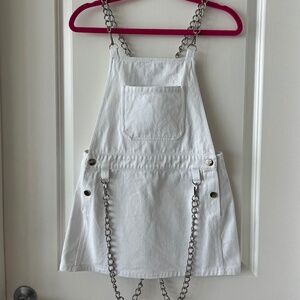 Carmar White Denim Chain Strap Overall Dress Size S